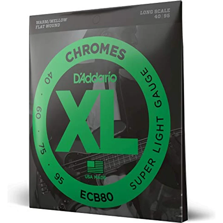D'Addario ECB80 Bass XL Saitensatz, E-Bass Gitarrensaiten in Flat Wound, Saitenstärke 0.40 - 0.95 Zoll – Bild 1