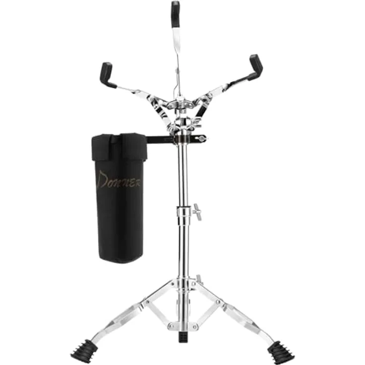 Donner Snare Ständer, Höhenverstellbar 66-101 cm, doppelstrebig mit Drumstick Tasche für Snaredrums 10-14 Zoll
