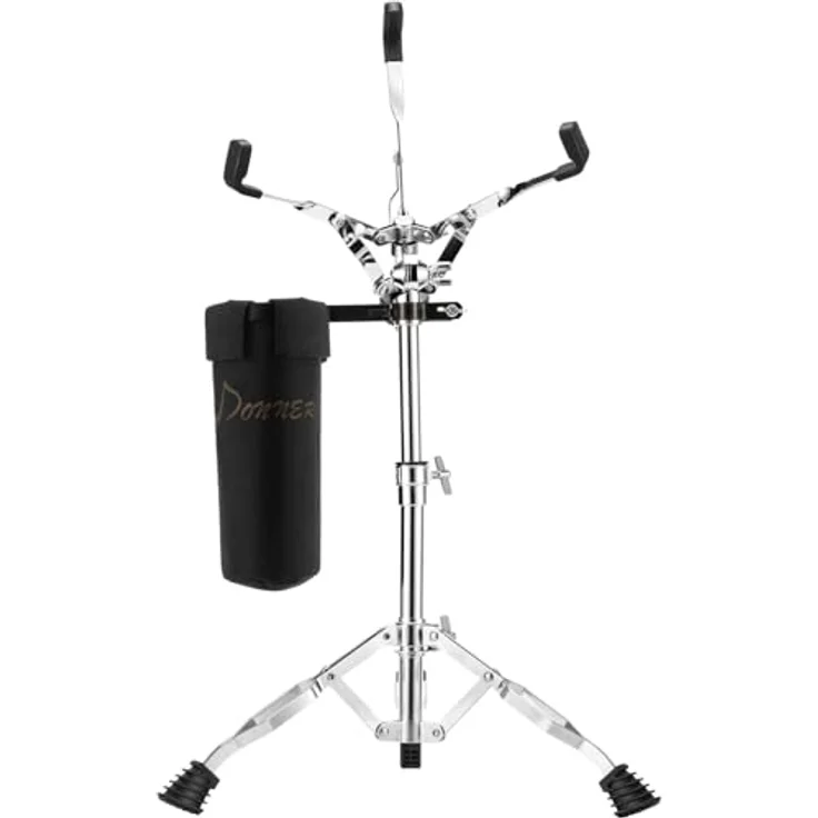 Donner Snare Ständer, Höhenverstellbar 66-101 cm, doppelstrebig mit Drumstick Tasche für Snaredrums 10-14 Zoll – Bild 1