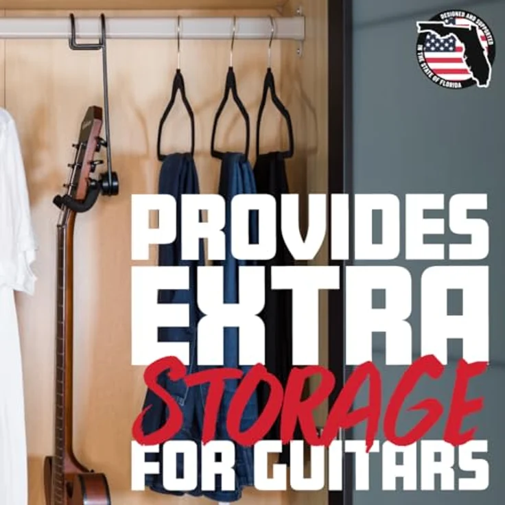 Gator Frameworks Deluxe Guitar Closet Hanger, Gitarrenständer mit schwenkbarem Soft-Touch-Bügel, schwarz, für Akustik-, E- & Bassgitarren – Bild 3