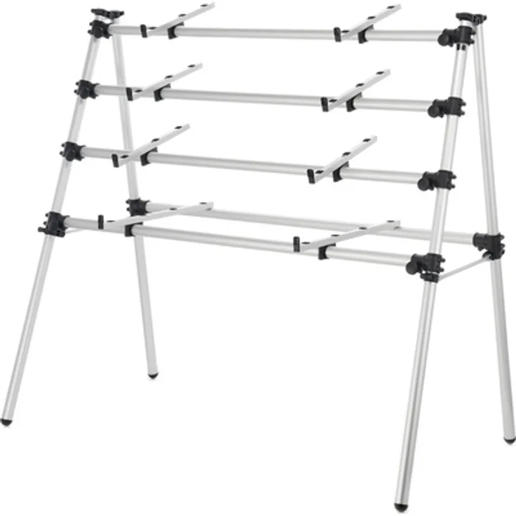 Jaspers 4D-105S, Keyboardständer aus silberfarbenem Aluminium, höhenverstellbar für 4 Keyboards, klappbar, max. Belastung 40 kg