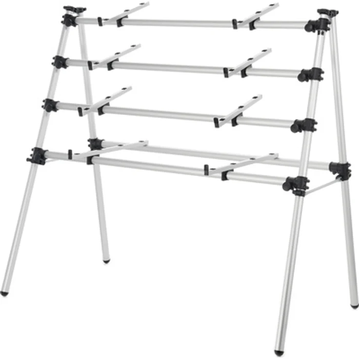 Jaspers 4D-105S, Keyboardständer aus silberfarbenem Aluminium, höhenverstellbar für 4 Keyboards, klappbar, max. Belastung 40 kg