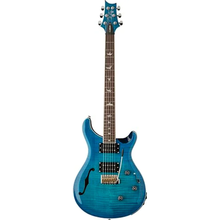 PRS SE Custom 24 Semi-Hollow, E-Gitarre mit Mahagoni-Korpus, Riegelahorn-Decke, Piezo-System, Lake Blue