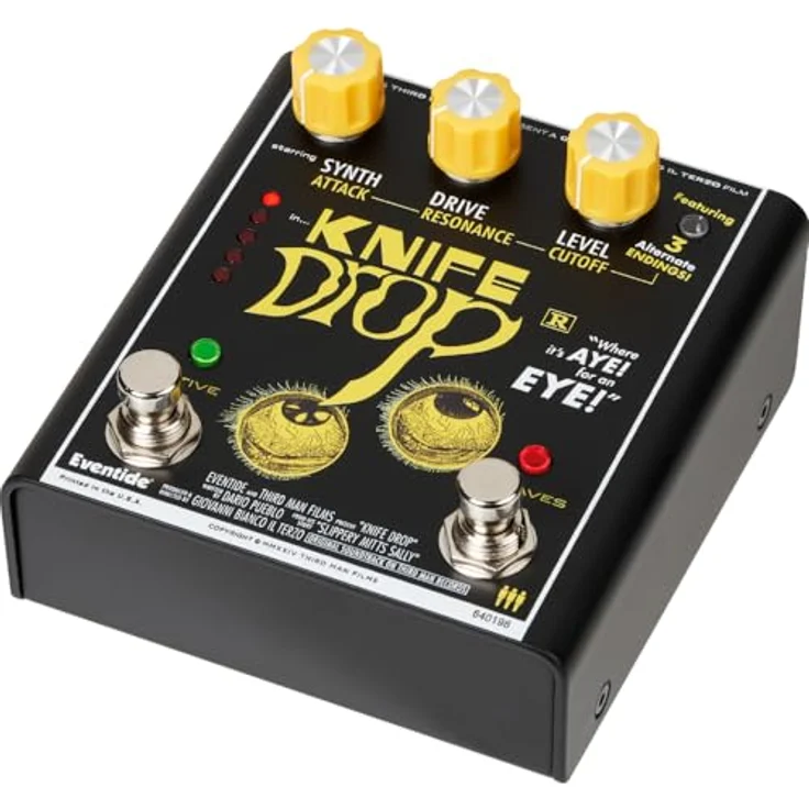 Eventide Knife Drop Fuzz, Overdrive-Pedal mit monophonem Analog-Synthesizer, einstellbarem Attack und Resonanz, Maße 10,8x10,2x4,3 cm, Gewicht 0,48 kg – Bild 6
