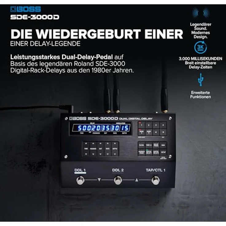 BOSS SDE-3000D Dual Digital Delay Pedal, klassisch-warmes Digital Delay mit 2 voll-ausgestatteten Delays, unabhängige Parameter, Mono/Stereo-Modulation & Panning – Bild 2