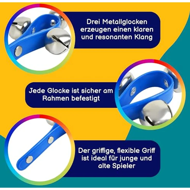 A-Star TC19 3 Bell Handbells, mit schwerem Ledergriff, ideal für Kinder – Bild 2