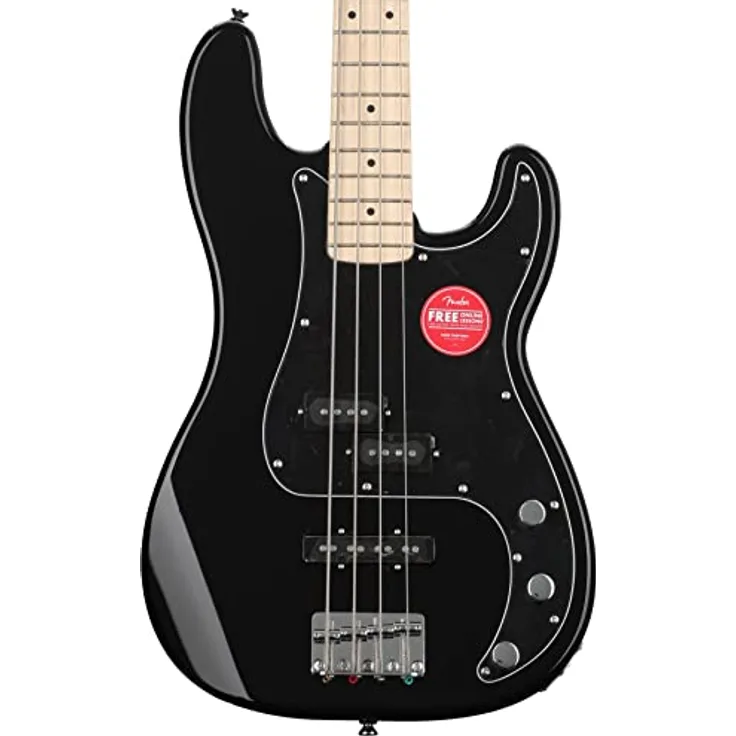Fender Squier Affinity P-Bass PJ, E-Bassgitarre mit Split-Single-Coil-Precision und Jazz-Bass-Tonabnehmer, schwarz