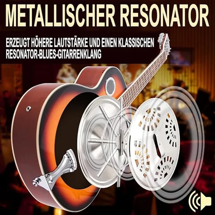 Pyle Resonator Akustik Westerngitarre – 4/4 Größe in Kirschrot mit integriertem Verstärker und Zubehörset – Bild 2