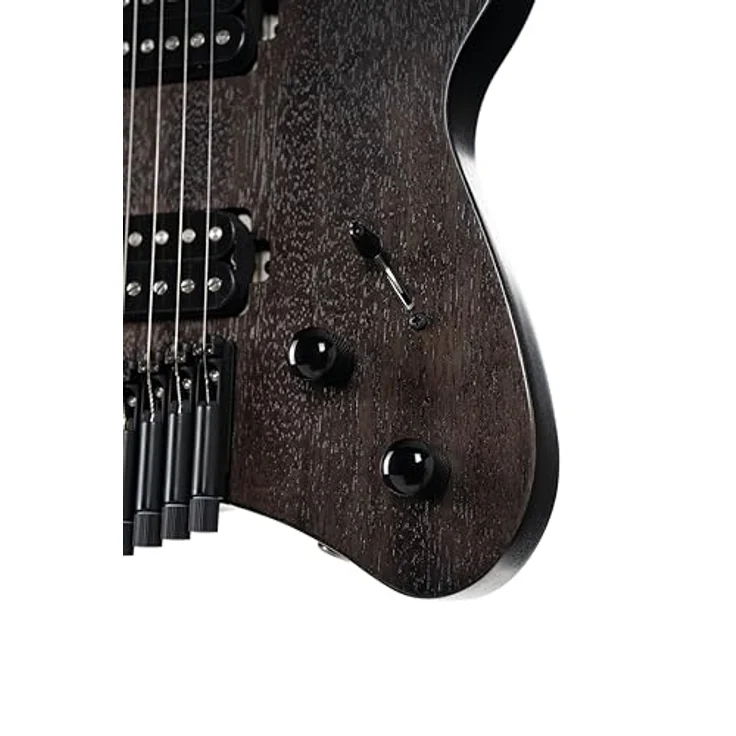 Cort Space G6MS SGTK, 6-saitige Headless Multiscale E-Gitarre mit Okoume Korpus, Trans Black Semi Gloss Finish, 24 Jumbo Edelstahl Bünde, inkl. Gigbag – Bild 8