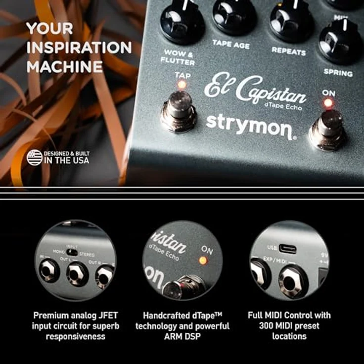 Strymon El Capistan V2, dTape Delay Effektpedal mit MIDI-Integration und Federhall, Made in USA – Bild 6