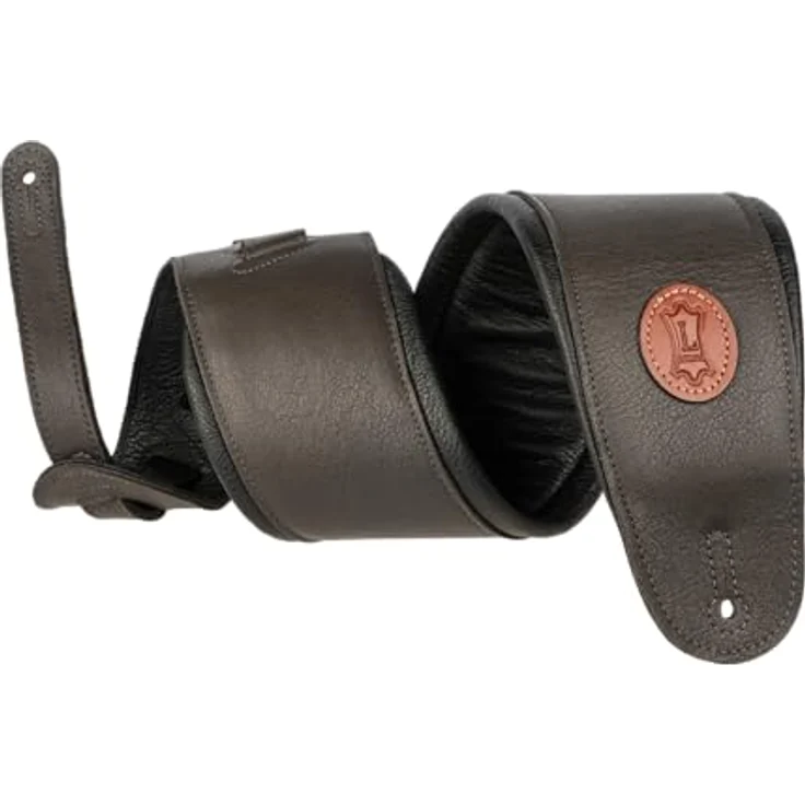 Levys Leather Bass Strap 4,5" DBR, Leder-Gitarrengurt mit Schaumstoffpolsterung, verstellbar von 94 cm bis 130 cm, dunkelbraun – Bild 1