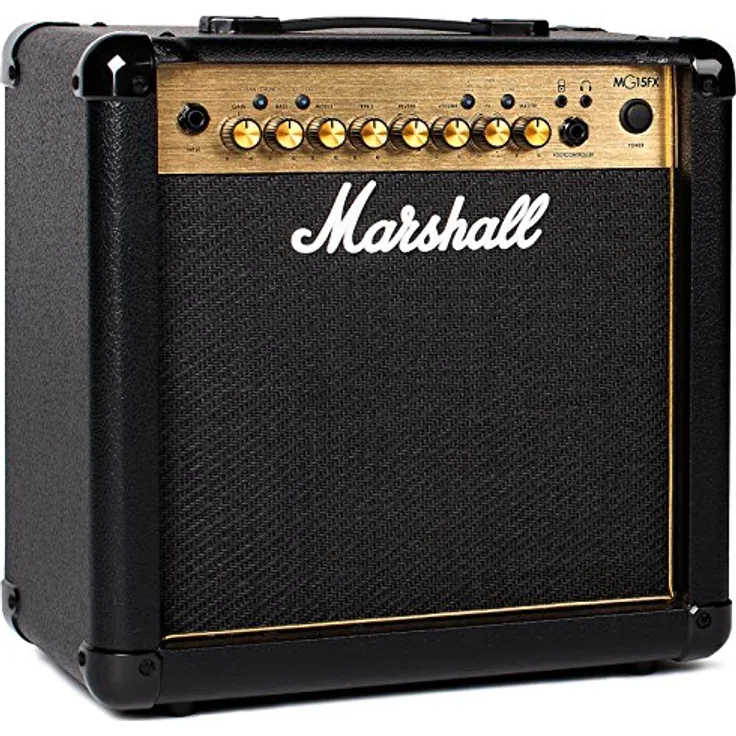 Marshall MG15GFX, Gitarren-Combo-Verstärker mit 15 Watt, 4 Kanälen und integriertem FX, Schwarz und Gold