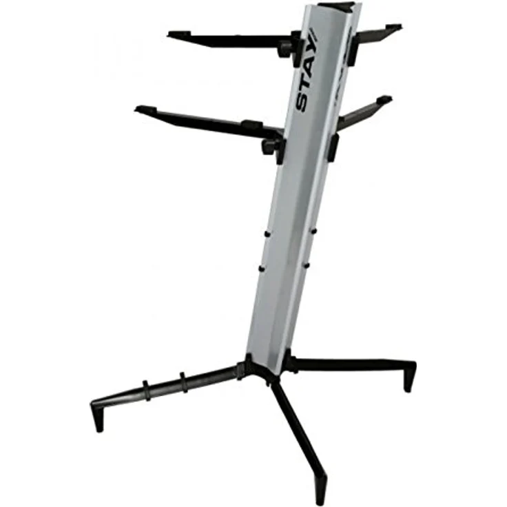 STAY MUSIC Set 2, 2-lagiger Aluminium-Keyboardständer, weiß, höhenverstellbar bis 1100 mm, max. Tragkraft 40 kg pro Ebene, inkl. Tragetasche – Bild 3