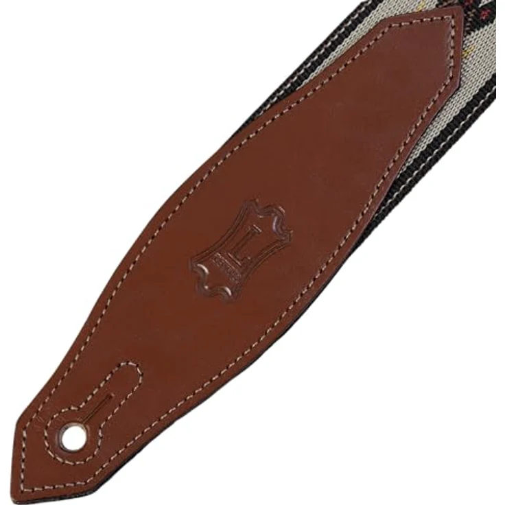 Levys Woven Poly Strap 2", Gitarrengurt aus Polypropylen mit Lederendstück, verstellbar von 107 cm bis 157 cm, Farbe Tan, Jacquard Design – Bild 4