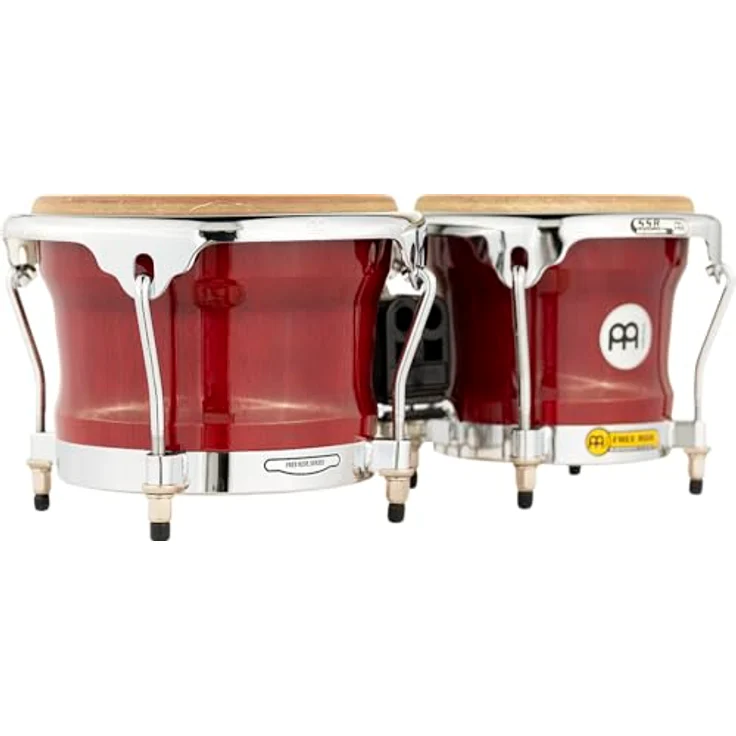 Meinl FWB400CR, Cherry Red Holz Bongos, 7" & 8 1/2", Gummibaum Holz, Free Ride Suspension System, True Skin Kuh Felle, Hochglanzlackiert – Bild 5