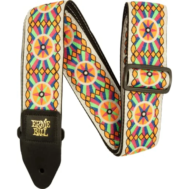 Ernie Ball Candy Sun Jacquard Strap, E-Gitarrengurt aus strapazierfähigem Polypropylen mit Leder-Enden, Extra lang 104-182 cm, Farbe: Candy Sun Jacquard – Bild 1