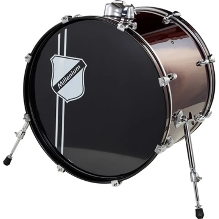 Millenium Focus 22"x16" Bass Drum, folienbezogener Kessel in Rot mit chrom Hardware und Bass Drum Rosette