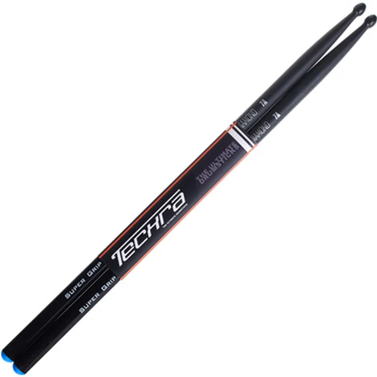 Techra Black Diamond 7A Supergrip, Drumsticks mit rutschfestem Griff, schwarz