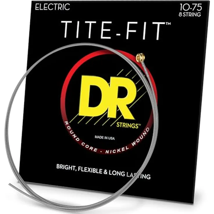 DR Strings Tite-Fit TF8-10, Saitensatz für 8-saitige E-Gitarren, Nickel Plated Steel, Stärken 010-075