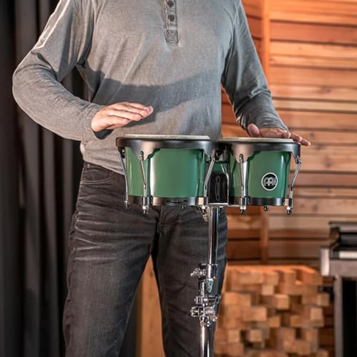 Meinl HB50FG Journey Bongo, Bongos in Forest Green mit 6,5" Macho und 7,5" Hembra, ABS Kunststoff, handselektierte Wasserbüffelfelle – Bild 12