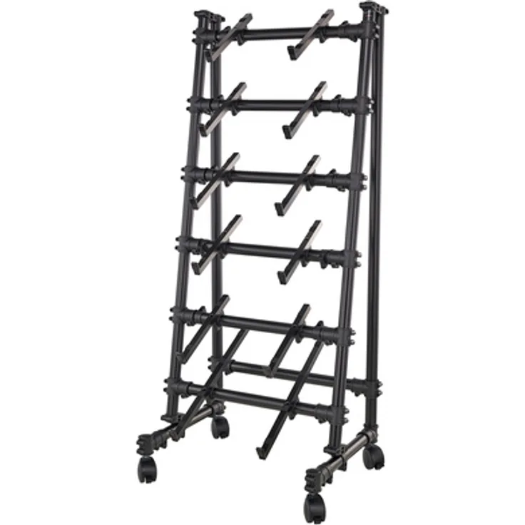 Jaspers Equipment Rack 150-6-54B, höhenverstellbarer Keyboard-Ständer aus schwarz pulverbeschichtetem Aluminium mit 6 Ablagen, belastbar bis 40 kg