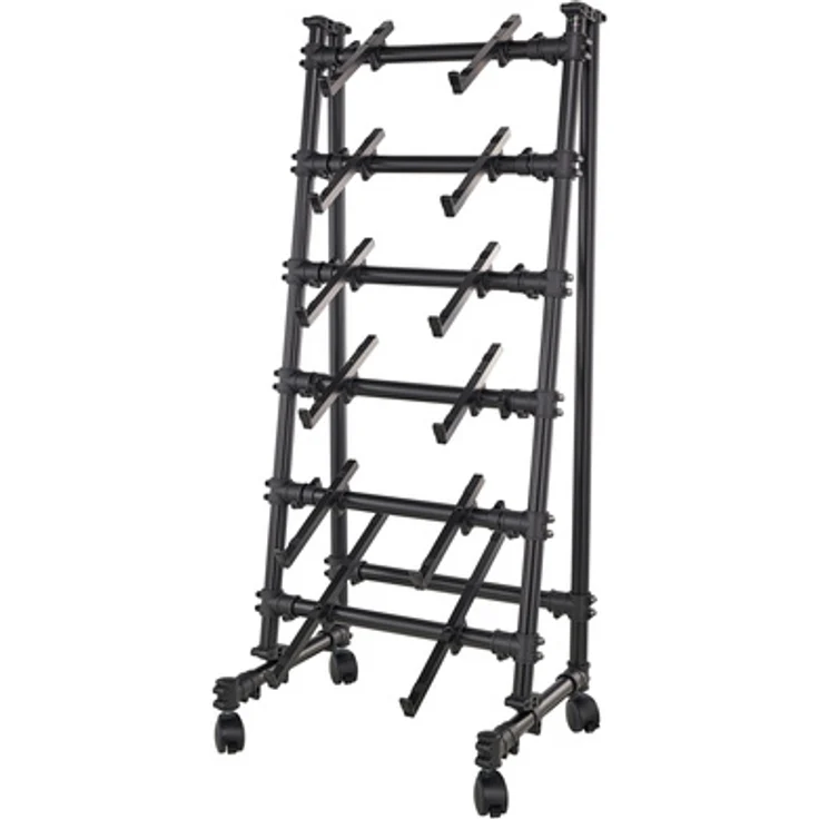 Jaspers Equipment Rack 150-6-54B, höhenverstellbarer Keyboard-Ständer aus schwarz pulverbeschichtetem Aluminium mit 6 Ablagen, belastbar bis 40 kg