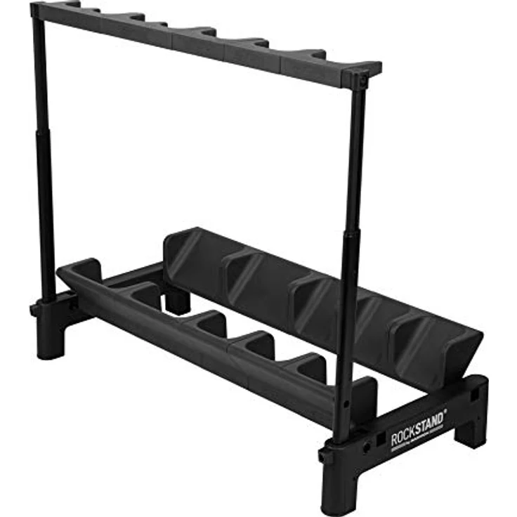 Rockstand RS 20866 2 A-Guitar Stand, Mehrzweck-Gitarrenständer für 2 Akustikgitarren oder 3 E-Gitarren, schwarz mit anthrazitfarbenen Softpads – Bild 2