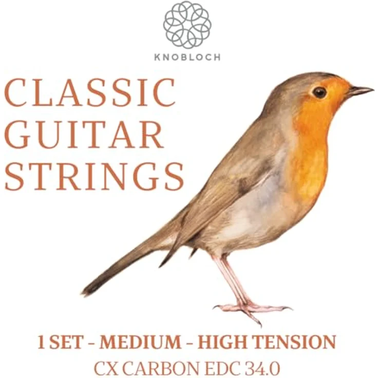 Knobloch Strings Erithacus line EDC34.0 MHT, Gitarrensaiten für Konzertgitarre, Medium High Tension mit CX Carbon Treble und ER Double Silver Bass – Bild 1