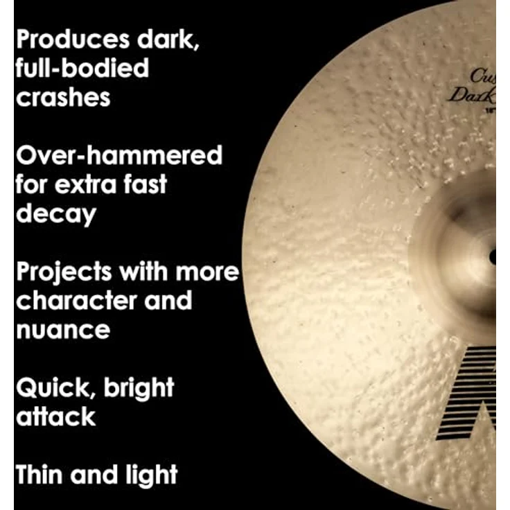 Zildjian 18" K-Custom Dark Crash, Schlagzeugbecken mit trockenen, trashy Obertönen und schneller Ansprache – Bild 4