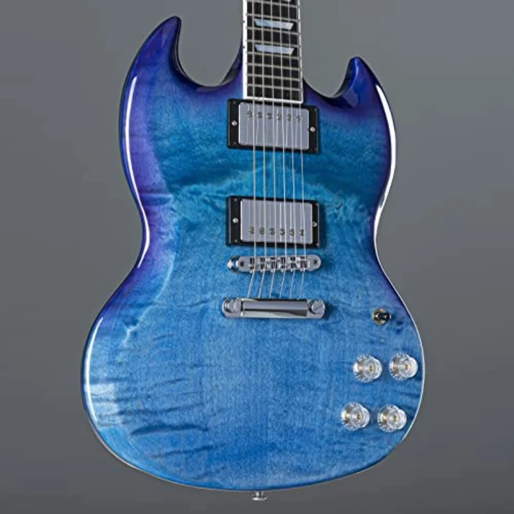 Gibson SG Modern BBF, E-Gitarre mit Mahagoni Korpus, AA-geflammter Ahorndecke, Ebenholz Griffbrett und Burstbucker Pro Pickups, Farbe Blueberry Fade, inkl. Koffer, Made in USA – Bild 5