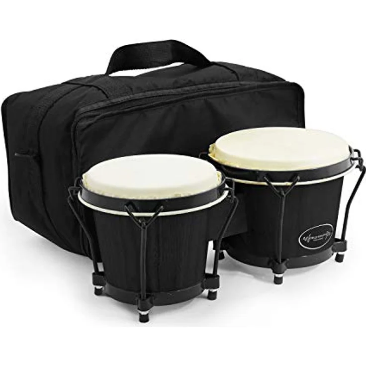 Tiger World Rhythm BON7 Bongos 6"" & 7"" Eiche Bongo Drums, Matt Black mit gepolsterter Gigbag, voll stimmbare Claw-Hooks, ideal für Anfänger – Bild 1
