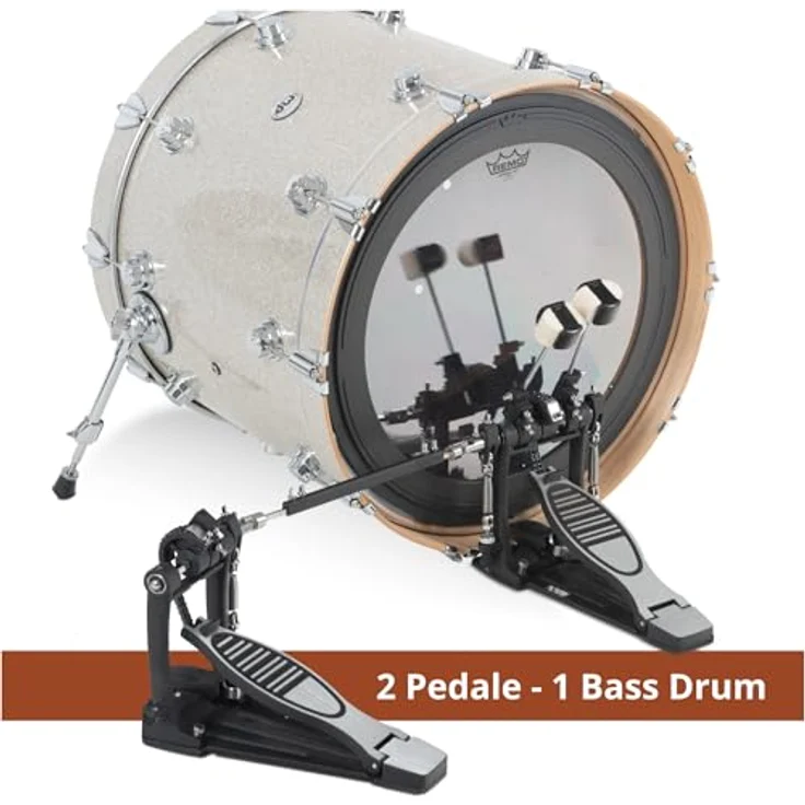 XDrum Fußmaschine Pro Doppel, 2 Pedale mit Doppelkettenzug, 4 Side Beater, zusätzliche Beateraufnahme links, ideal für 2 Bass Drums – Bild 5
