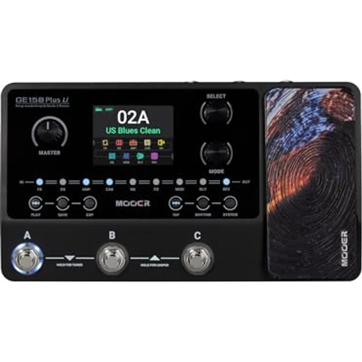 Mooer GE150 Plus Li Amp Modeling, Gitarren-Multieffekte mit 55 Verstärkermodellen, 170 Effekten, 7,4 V Akku und 2.8" Touch Screen – Bild 1