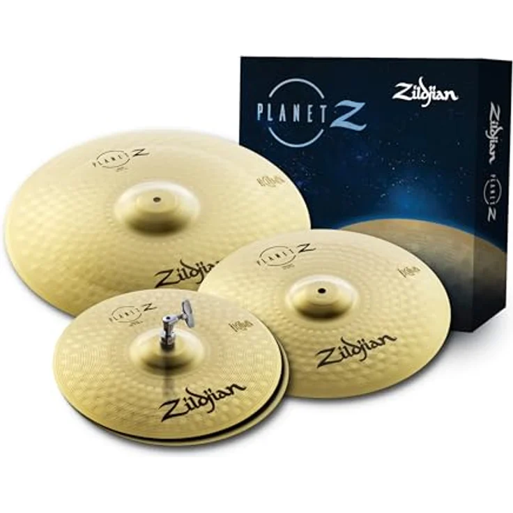 Zildjian ZB4PK Planet Z Series, 4-teiliges Schlagzeugbecken Set mit 14" Hi-Hats, 16" Crash und 20" Ride, traditionelles helles Finish – Bild 1