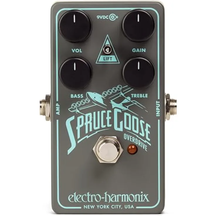 Electro Harmonix Spruce Goose Overdrive, Effektpedal für E-Gitarre mit weicher Übersteuerung, 3 Gain-Einstellungen und erweiterter EQ