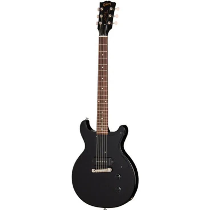 Gibson LP Junior Double Cut Ebony, E-Gitarre aus Mahagoni mit P90 Tonabnehmer, inklusive Koffer, Made in USA