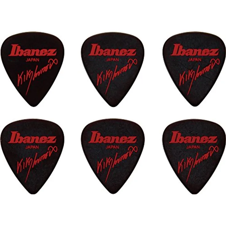 Ibanez Kiko Loureiro Picks B1000KL-BK, Signature Plektren 351-Form, Polyacetal, Stärke 1,2mm, schwarz, Set mit 6 Stück