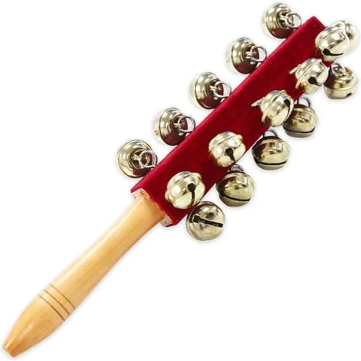 A-Star 21 Bell Jingle Shaking Sleigh Bell Stick, 26 cm mit Holzgriff, ergonomisches Design und lebendiger Klang
