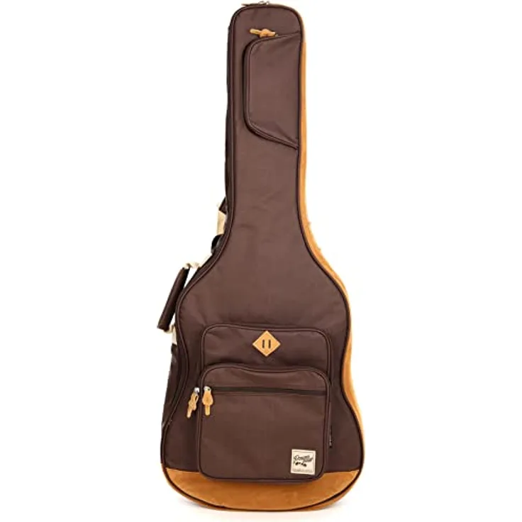 Ibanez IAB541-BR Powerpad Gigbag, A-Gitarre Tasche mit 15mm Polsterung, braun, 4 Zubehörfächer, Rucksackgarnitur