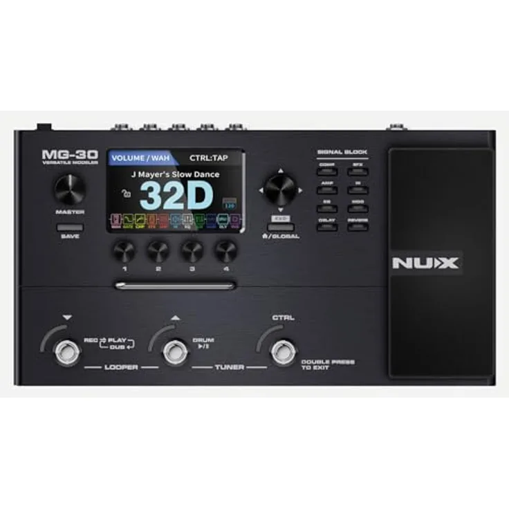 NuX MG-30 Multi-Effects Modeler Pedal, 30 HD-Amp-Modelle, Looper & Drum Machine, USB-Audio-Schnittstelle, Schwarz