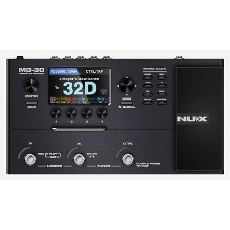 NuX MG-30 Multi-Effects Modeler Pedal, 30 HD-Amp-Modelle, Looper & Drum Machine, USB-Audio-Schnittstelle, Schwarz – Bild 1