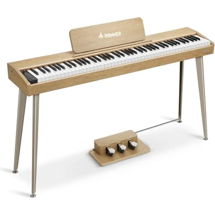 DONNER DDP-60 Digitalpiano, 88 anschlagsdynamische Tasten, 128-stimmige Polyphonie, minimalistisches Design, inkl. 3 Klavierpedale und 2 Kopfhörerausgängen