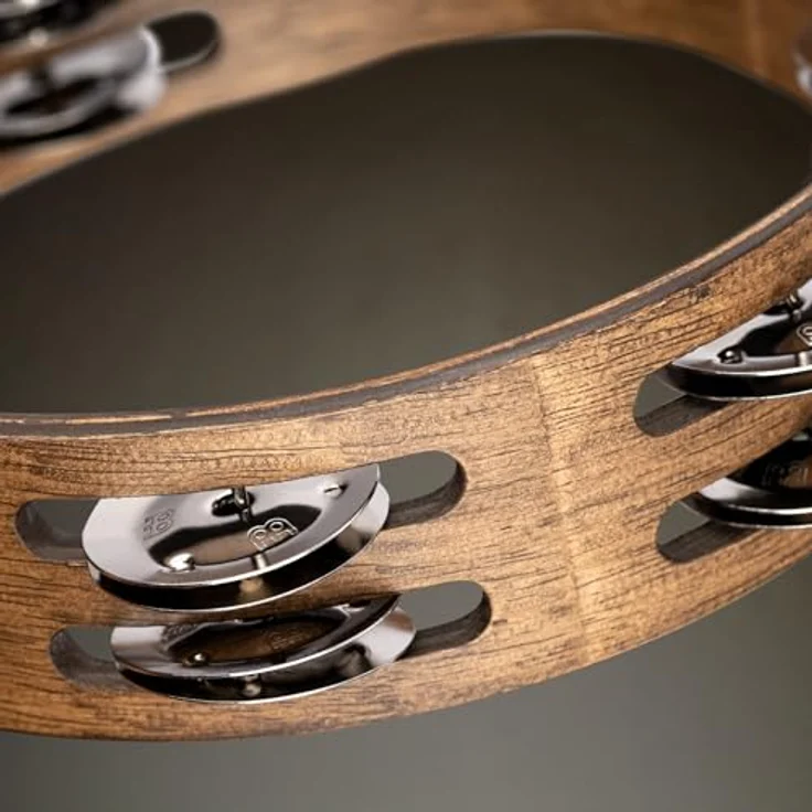 Meinl CTA2WB Compact Tambourine, 2-reihig mit 12 Paar Stahlschellen, Durchmesser 8", Holzkessel, Farbe: Walnut Brown – Bild 8