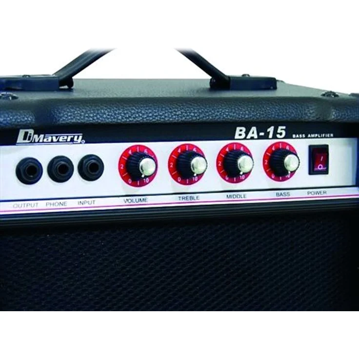 DIMAVERY BA-15 Bass-Verstärker, 15W E-Gitarren-Combo mit 6"-Lautsprecher und stabiler Holzkonstruktion, schwarz – Bild 3