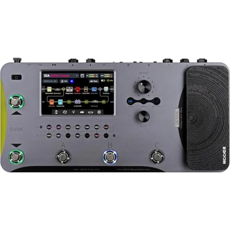 Mooer GE1000, Gitarren-Multieffektprozessor mit 255 User Presets, 5-Zoll-Touchscreen, USB Audio Interface und integrierter Drum Machine