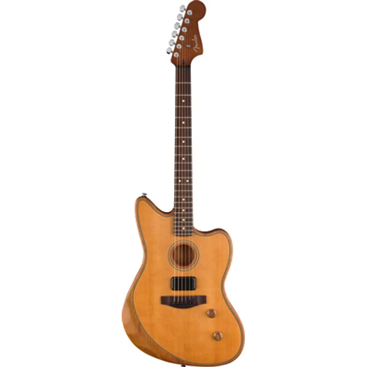 Fender Acoustasonic Std Jazzm AGN, Akustische/Elektrische Gitarre mit Nyatoh-Korpus, Aged Natural, Piezo- und Shawbucker-Tonabnehmer
