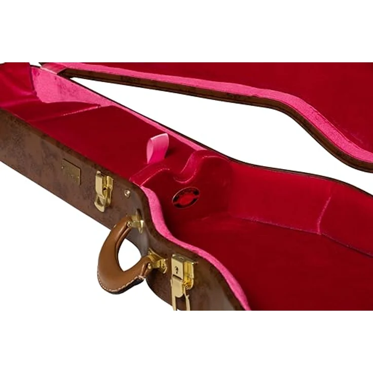 Gibson LP Lifton Historic Case, Gitarrenkoffer für Les Paul Modelle mit robusten Verschlüssen und pinkem Plüsch, braun – Bild 3