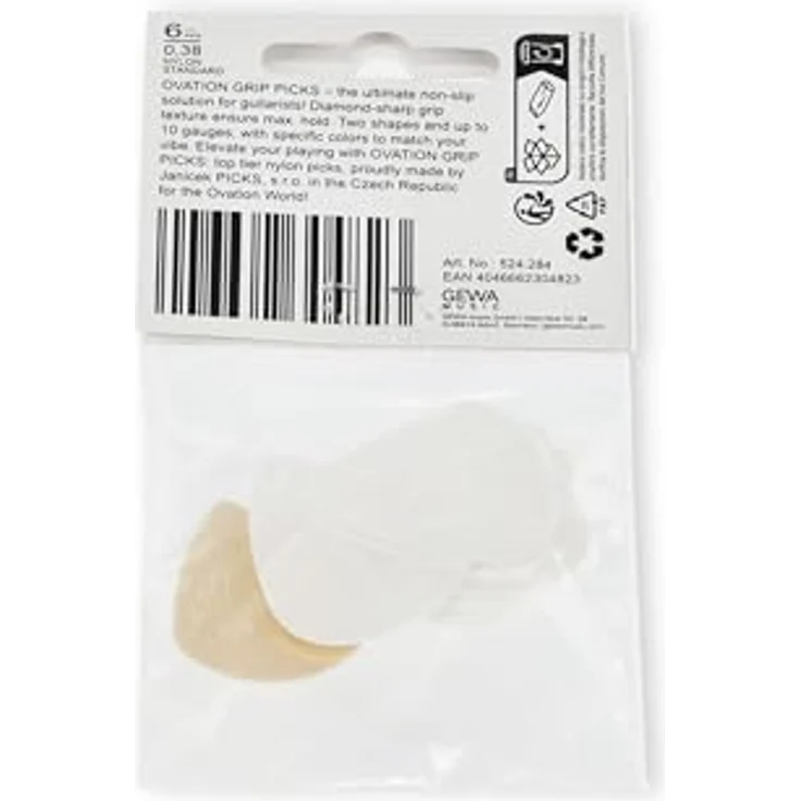 Ovation Diamond Grip Standard 0.38 PW, Plektrum 6+1 Stück, Teardrop Form, griffiges Design, hergestellt in Europa – Bild 7
