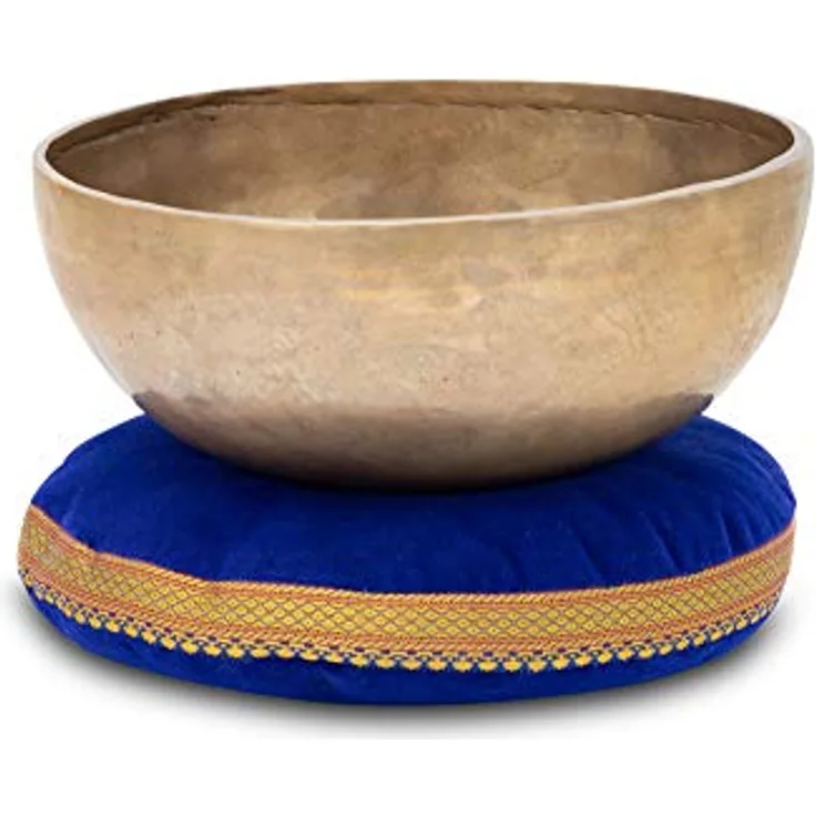 XDrum Omshanti Klangschale 22 cm, handgemacht in Indien aus Messinglegierung, gold, inkl. Kissen, ideal für Meditation und Therapie, Gewicht 1500 g