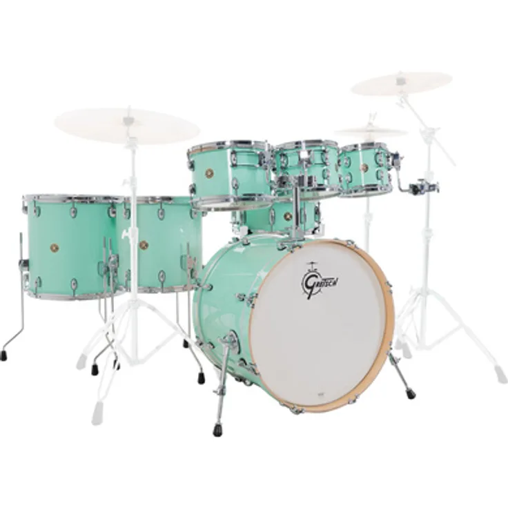 Gretsch Drums Catalina Maple 7-piece SG, Kesselsatz in Seafoam Green mit 100% 7-lagigen Ahornkesseln, inklusive Doppeltomhalterung und neuem STM Tomhaltesystem